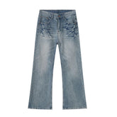 Hearujoy Niche Design Male Denim Pants Lightning Crack Casual Bottom Stright Wide Leg Loose Jeans Pockets Trend Summer 9C6389